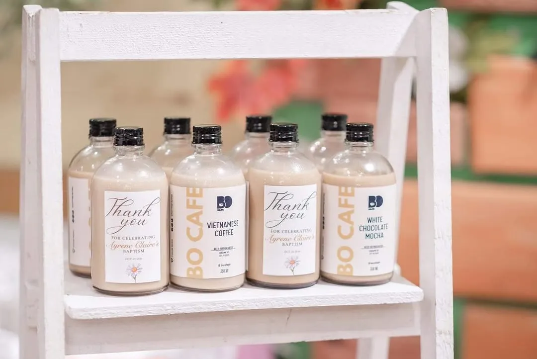 Rows of bottled coffee on a shelf