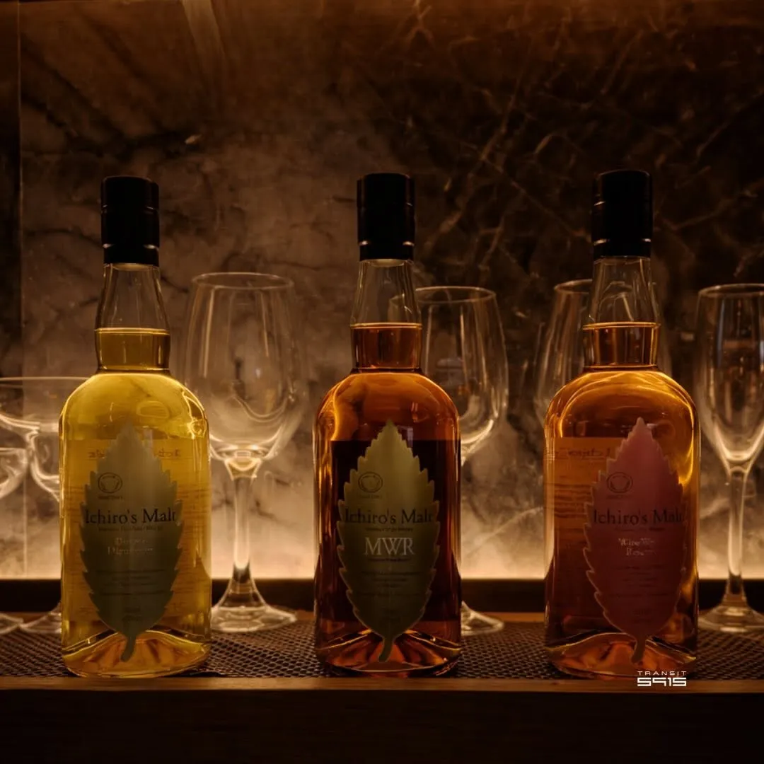 Three whisky drinks served on the bar
