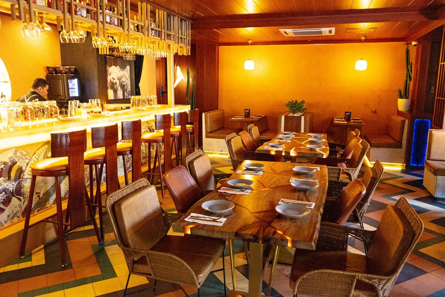 Main dining area in front of the bar at Japonesa